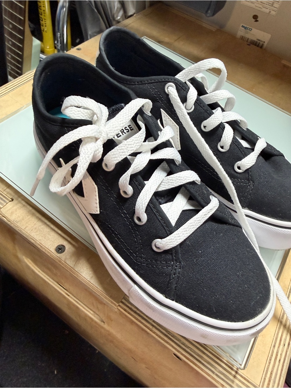 Converse Kids Black Low-Top Sneakers with White Accents